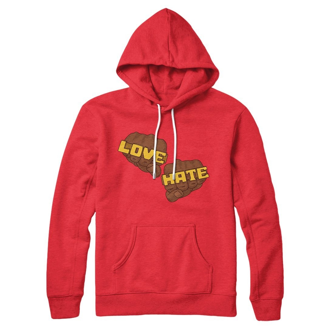 Love Hate Graphic Pullover Hoodie - Unisex Cotton Polyester Loose Fit