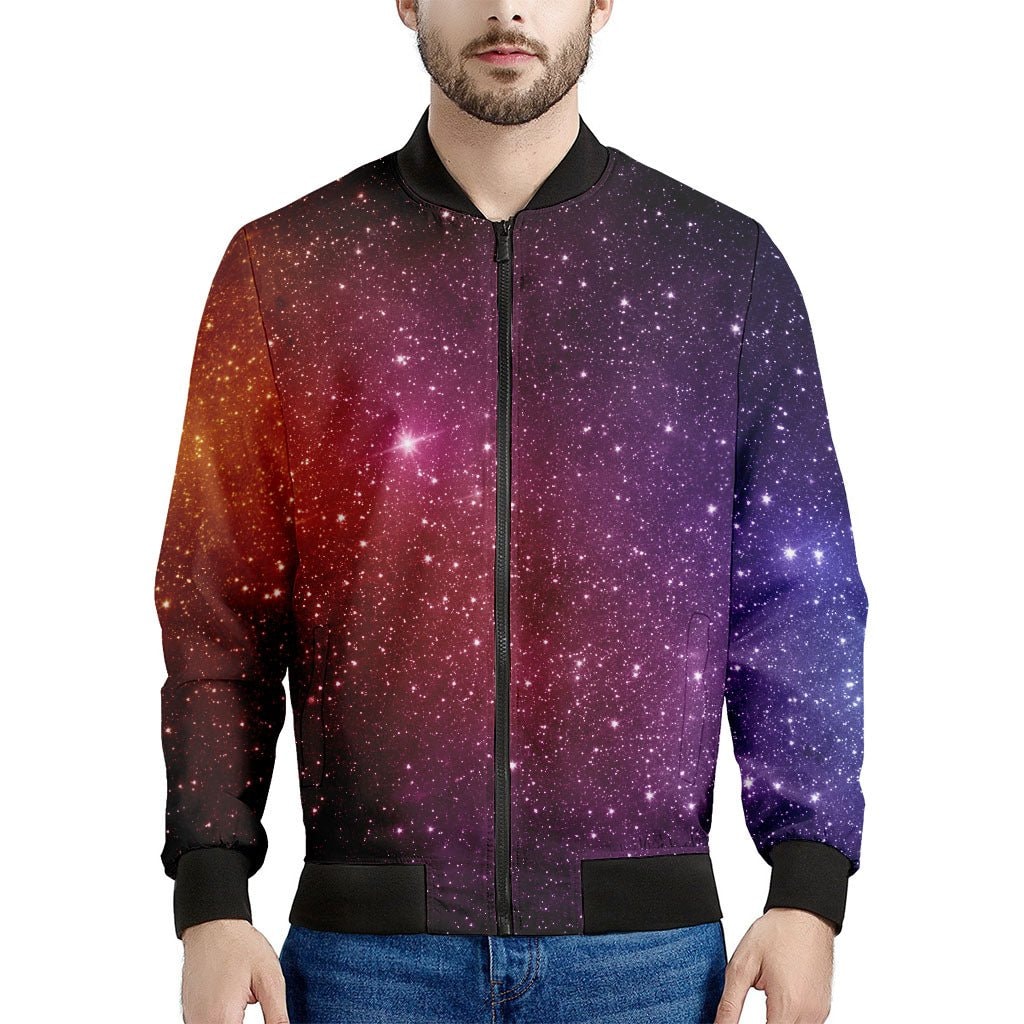 Colorful Stardust Galaxy Space Print Men's Bomber Jacket