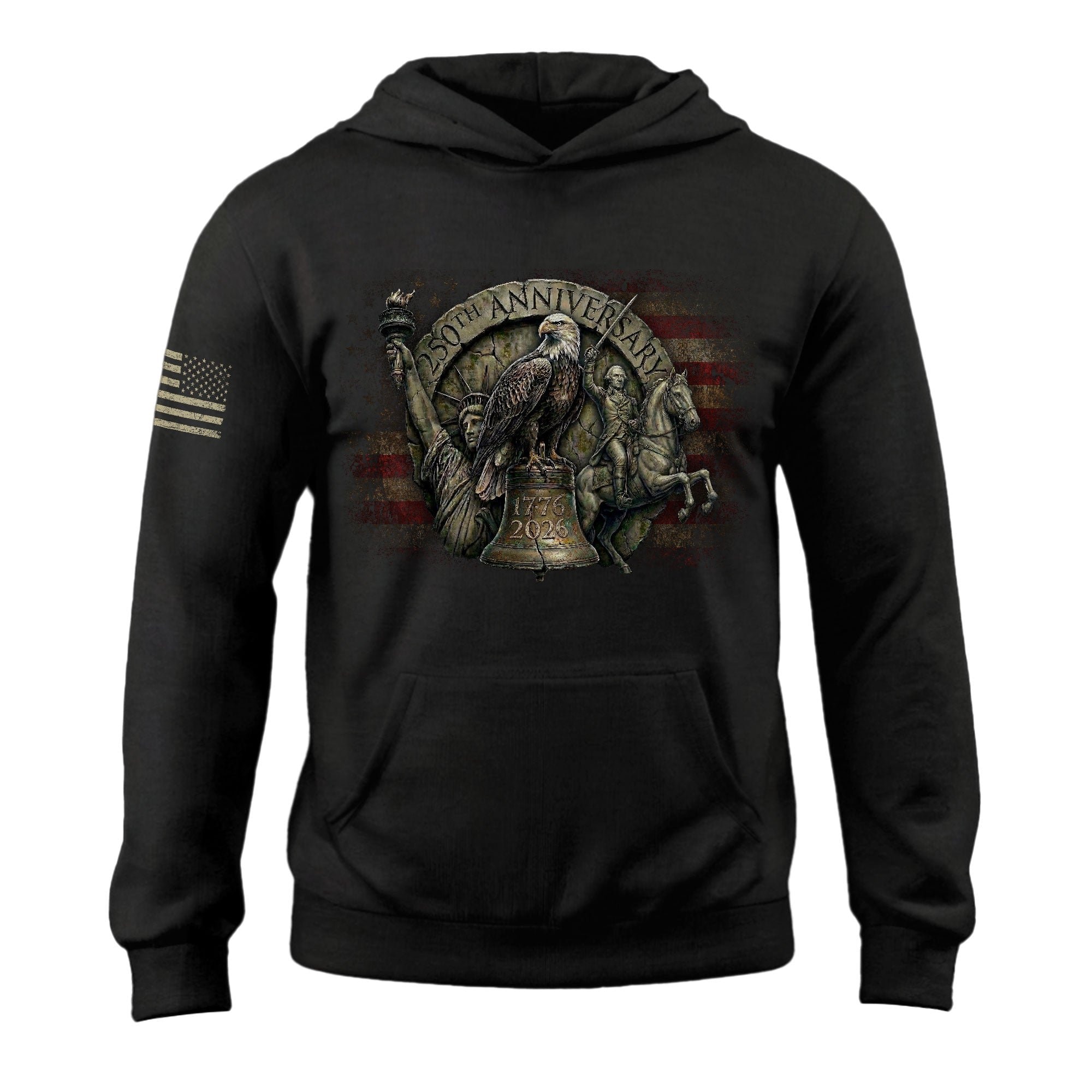 USA 250th Anniversary Hoodie 1776-2026 Liberty Bell George Washington Patriotic