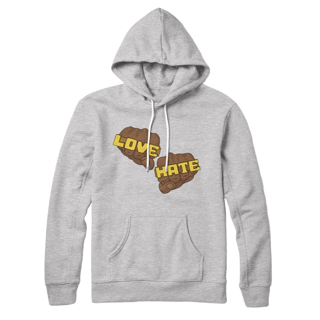 Love Hate Graphic Pullover Hoodie - Unisex Cotton Polyester Loose Fit