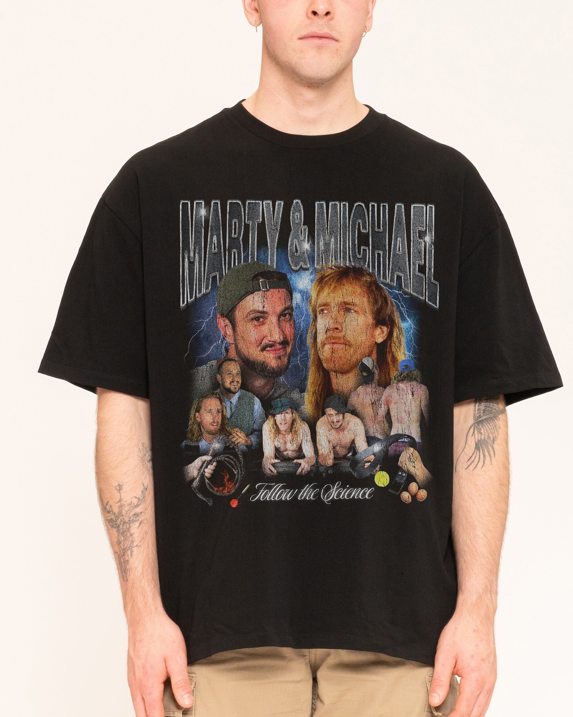 Marty & Michael Bootleg Oversized Graphic Tee - 90s Boxy Fit Heavyweight 100% Combed Cotton