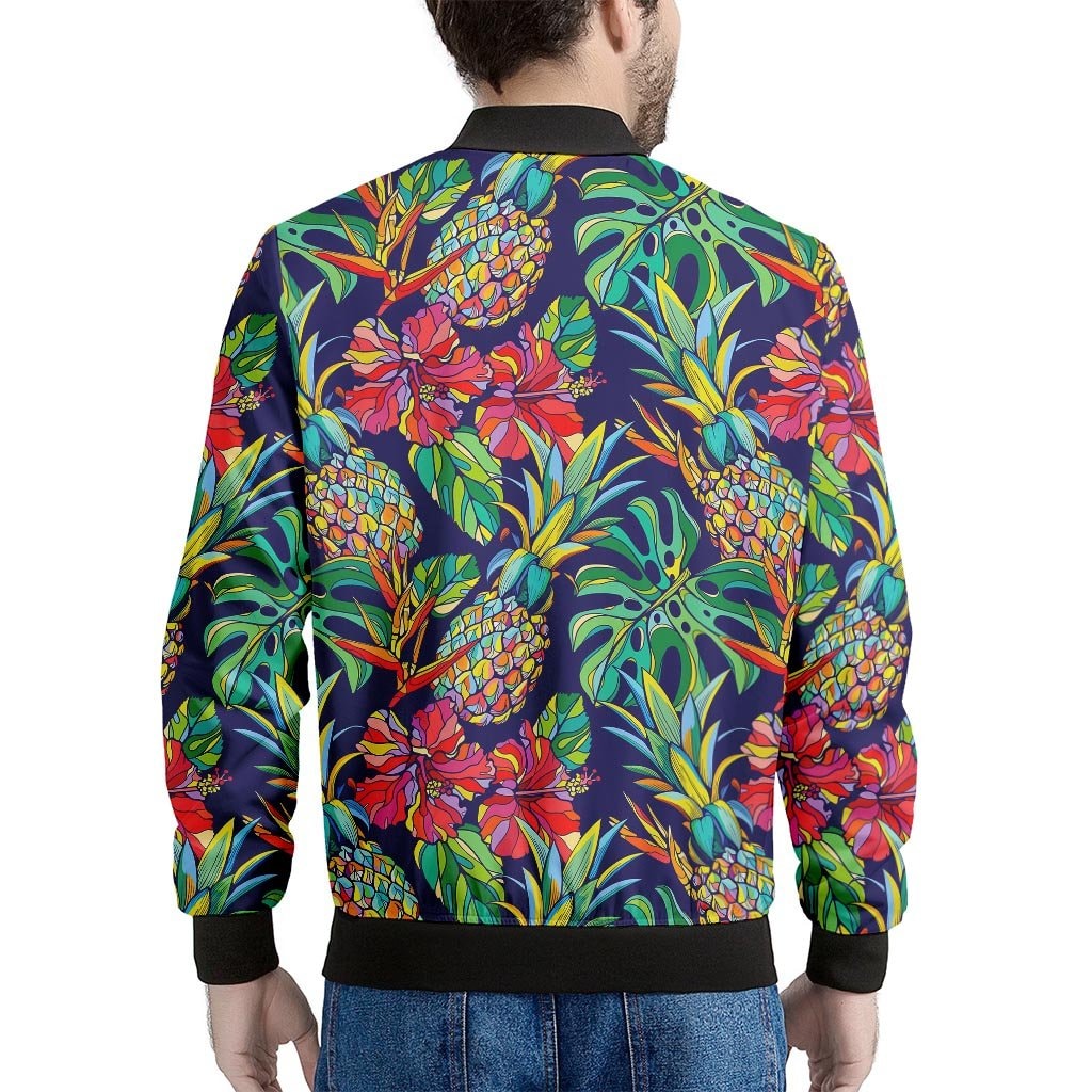 Colorful Aloha Pineapple Pattern Print Men's Bomber Jacket